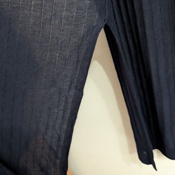 Philosophy navy ribbed long duster cardigan, open front, size L, viscose - Picture 9 of 10